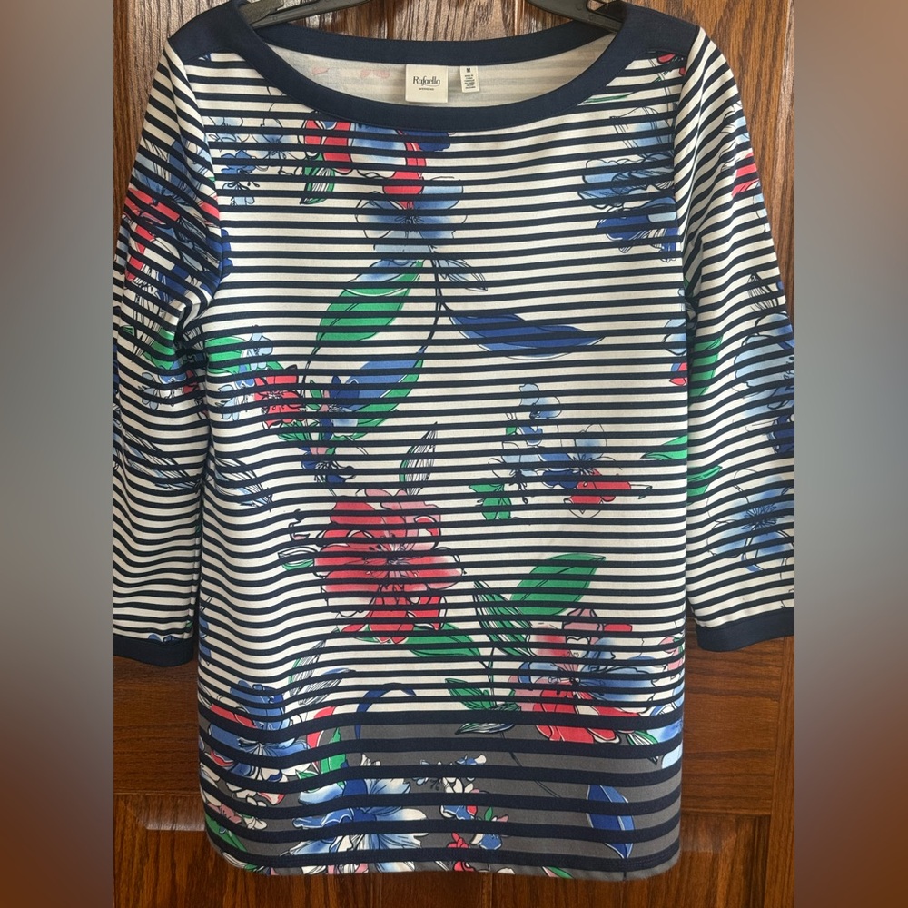 Rafaella Navy and Red Striped Top